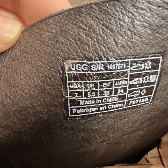 UGG Australia Boots Size 7 Dayle Lodge Brown Oiled Leather Tall Zip Riding - Picture 6 of 9